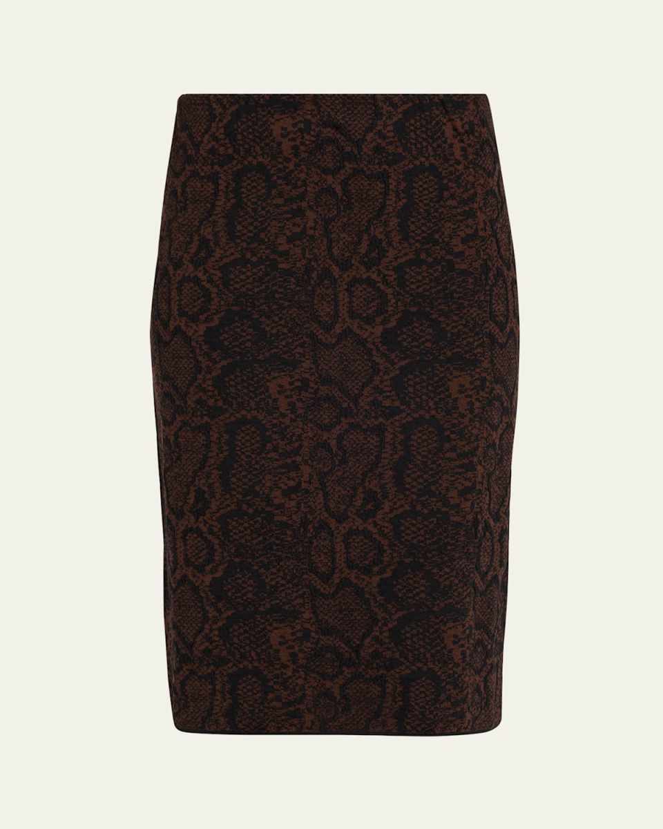 Textured Snake Jacquard Pencil Skirt